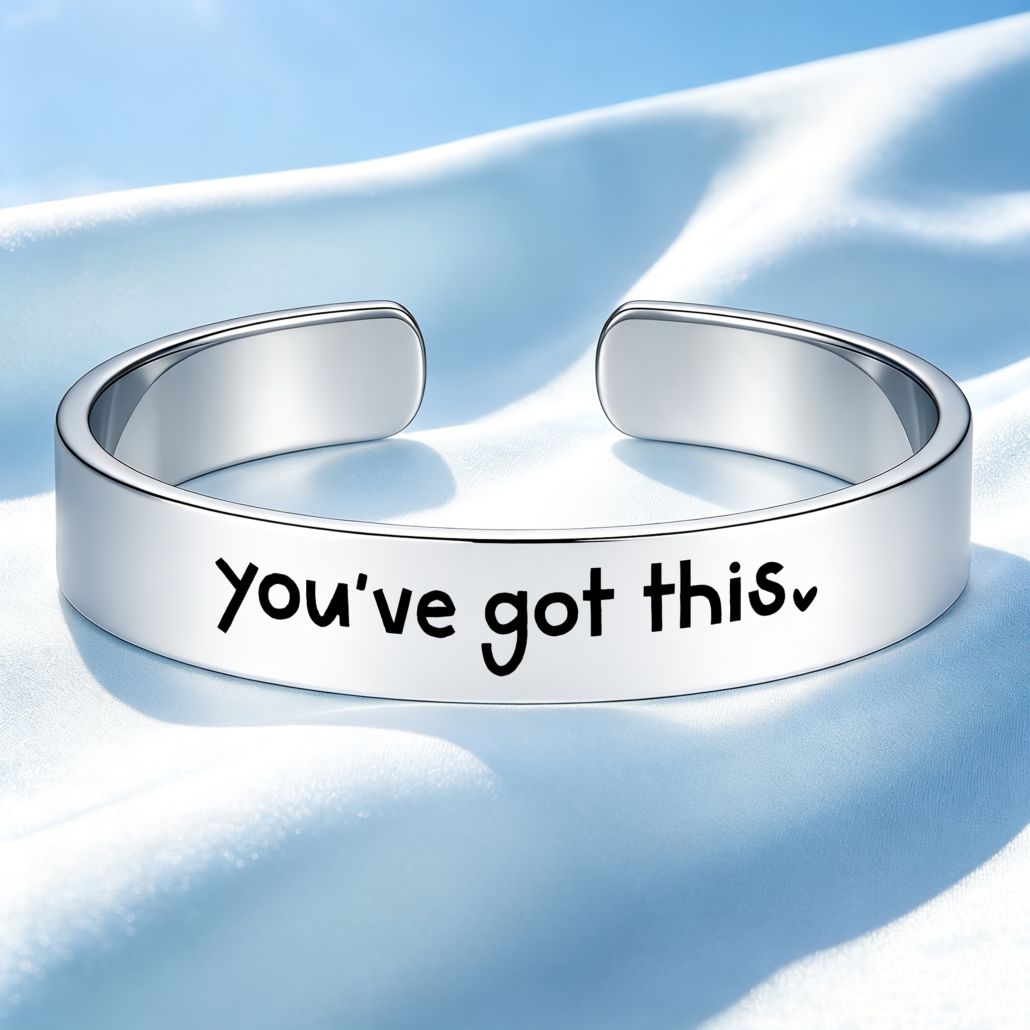 Inspirational Positive 304 Stainless Steel Open Bangle Bracelet